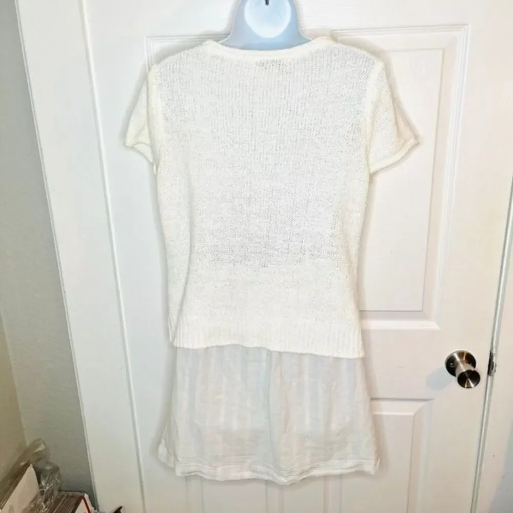 Martha Stewart Crean Sweater Blue Stripe Skort Set Mini Skirt Textured S NWT